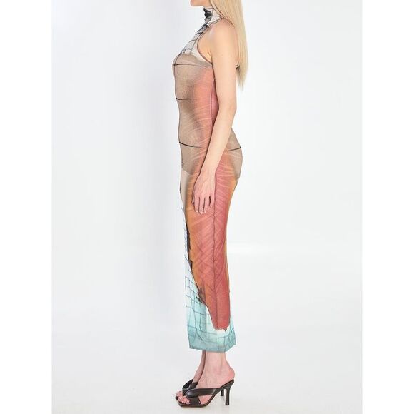 JEAN PAUL GAULTIER Avant-Garde Patterned Halter Neck Maxi Dress Women WHITE - Picture 3 of 4